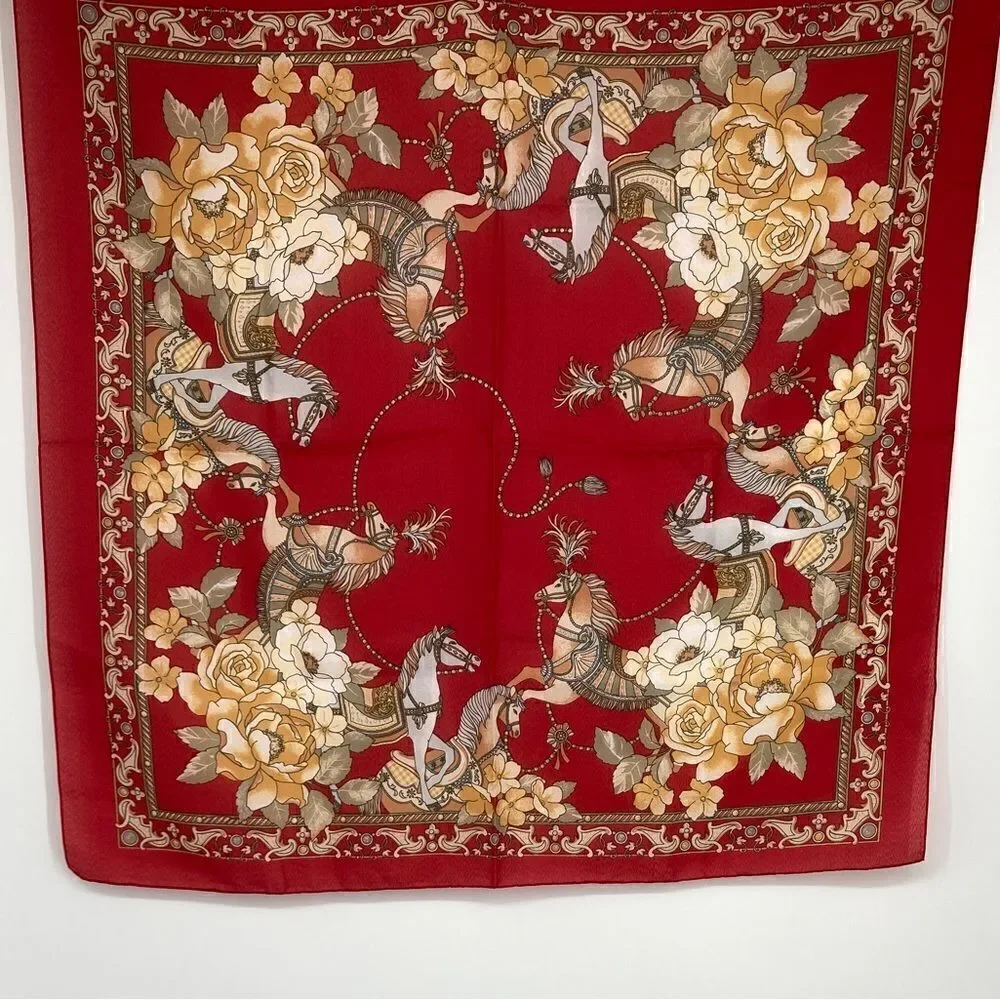 Vintage Red Scarf 32 Sq Made in Italy Like New